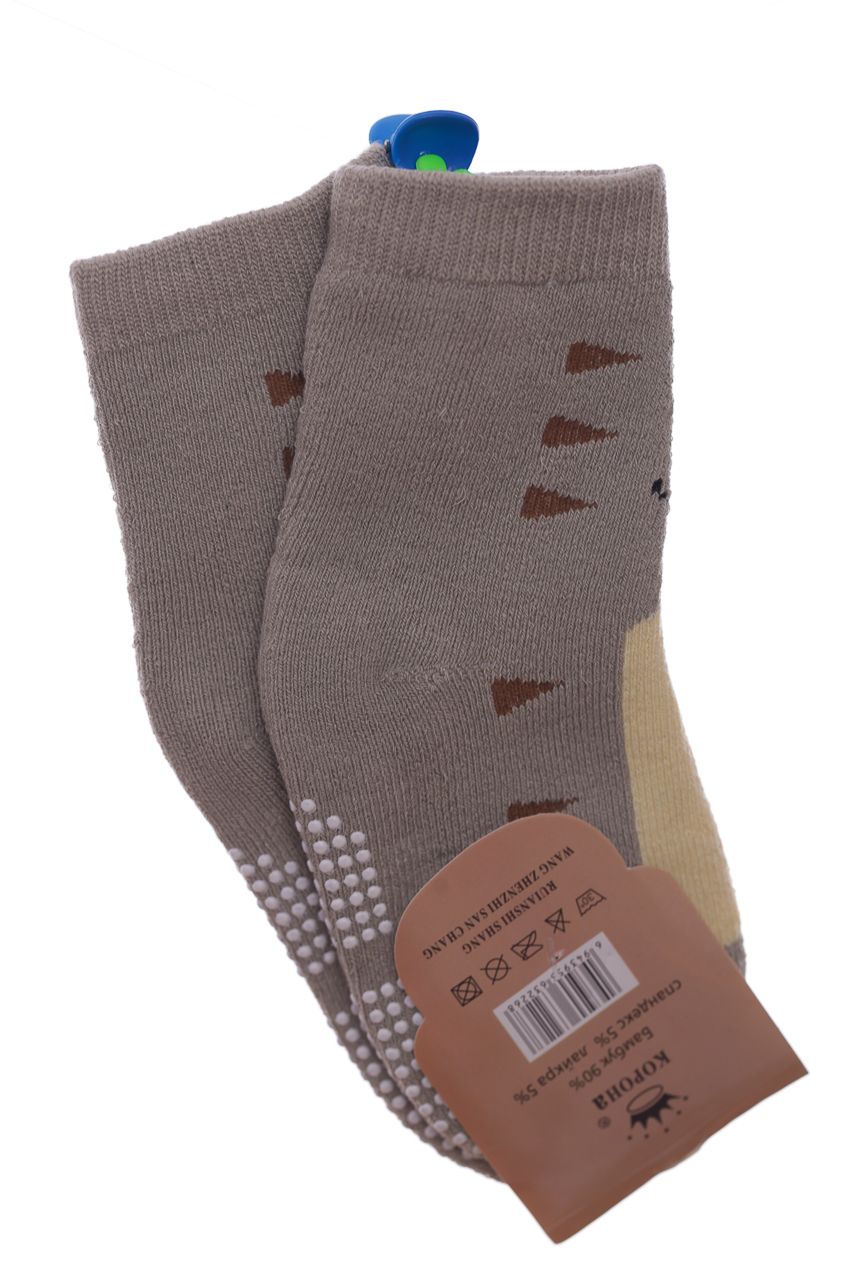 Шкарпетки махрові з тормозком Мишка світло-коричневий