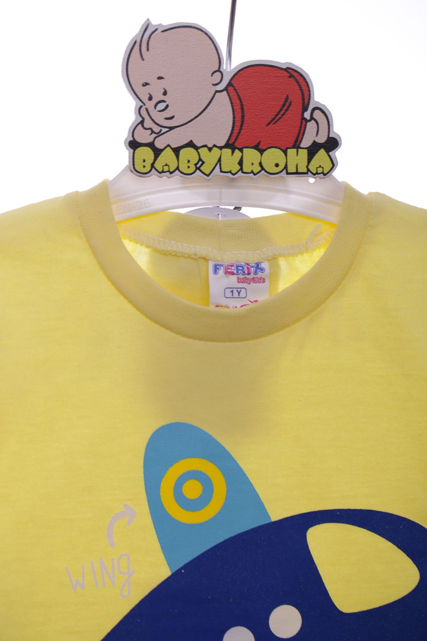 Шорти з футболкою трикотажні Ferix Літак жовті для хлопчика Baby Kids