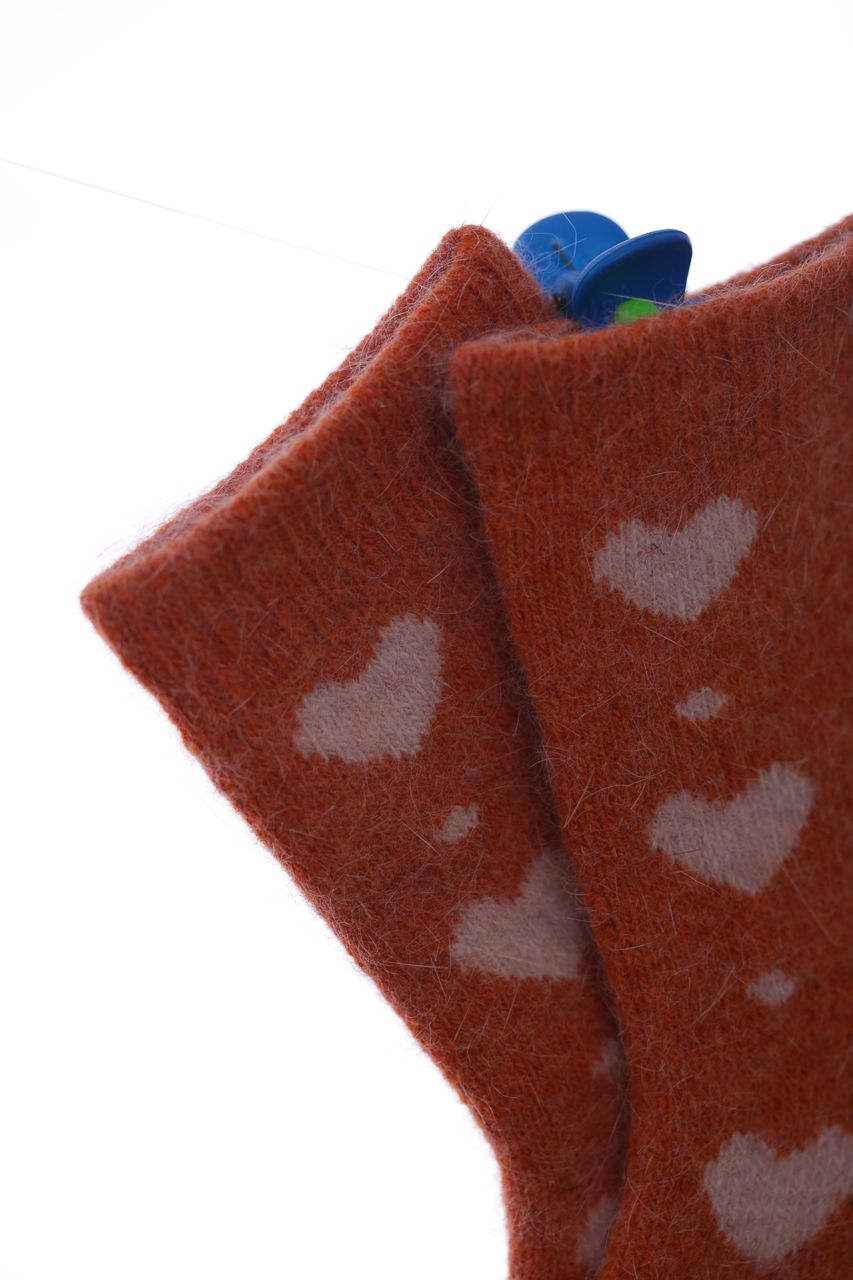 Шкарпетки ангорові з сердечками помаранчеві
