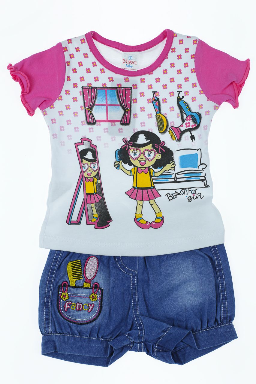 Шорти джинсові + футболка Fancy для дівчинки Mini Baray