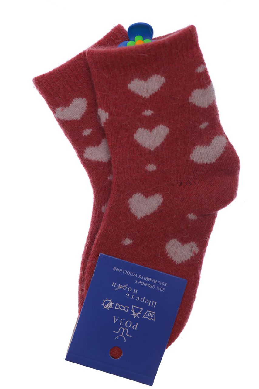 Шкарпетки ангорові для дівчинки з Серцями коралові