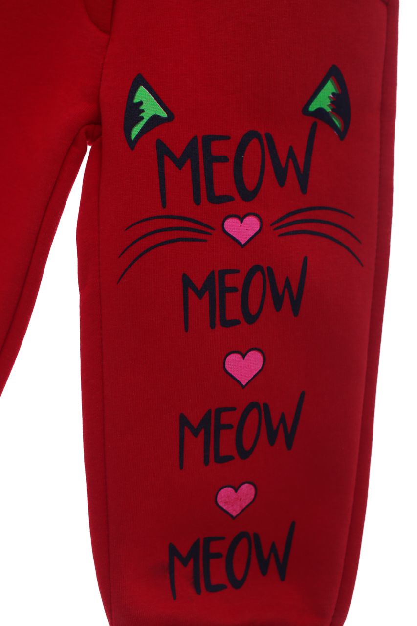 Штани на флісі Meow червоні