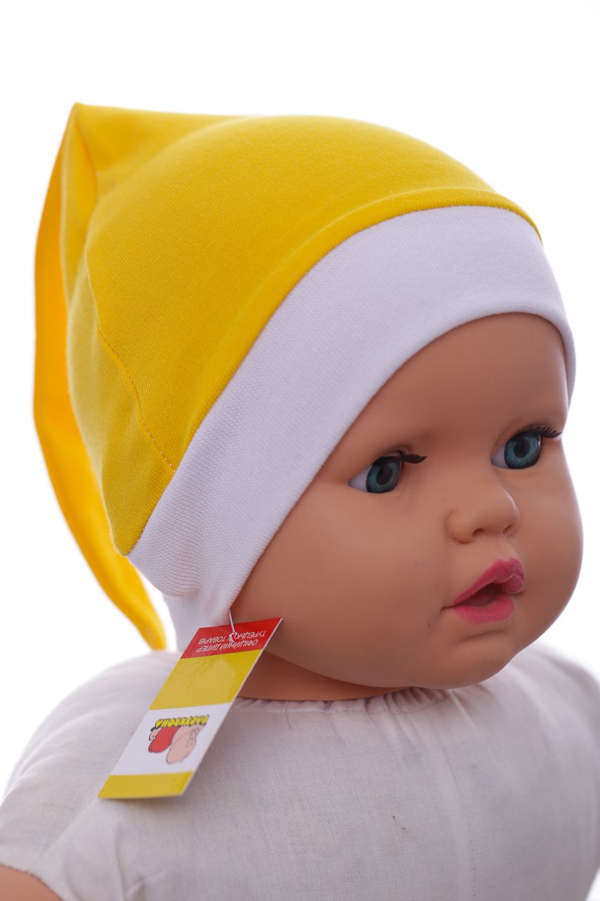 Шапка интерлок с узелком желтый для ребенка BabyKroha