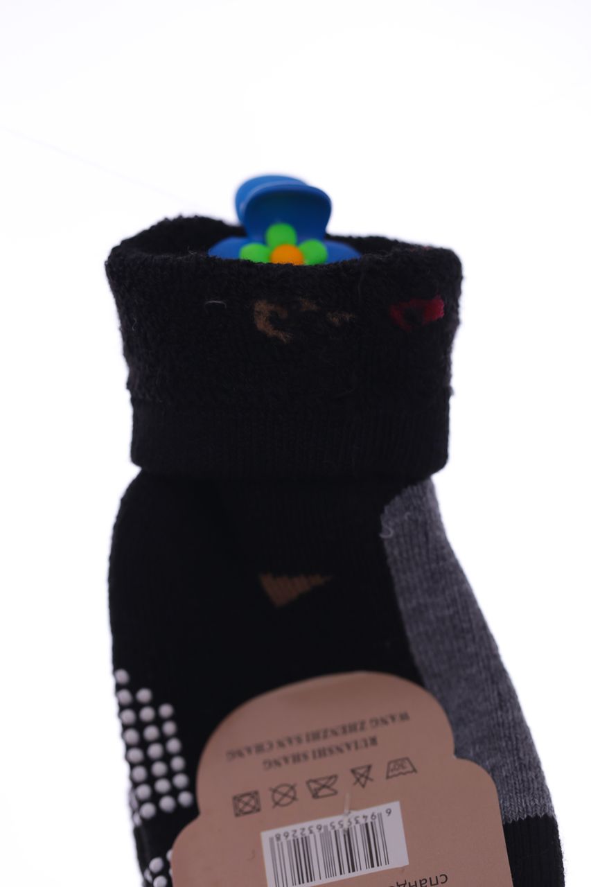 Носки махровые с тормозками Мишка черные